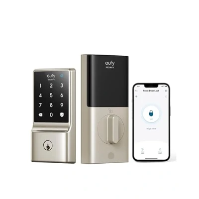 Image of eufy Security WiFi Smart Lock C210, Keyless Entry Door for Front Door, No Bridge Required, Easy Installation, Touchscreen Keypad Deadbolt Lock, App Remote Control, BHMA Certified, Nickle
