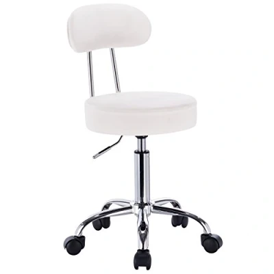 Image of WOLTU Faux Leather Gas Lift Swivel Chair Stool White Working with Back for Office Computer Lounge Dinning Pub Strut Adjustable 47 59x35x35cm, BH34ws 1