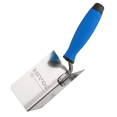 Image of Mivos Corner Trowel Stainless Steel 120 x 60 mm Inner Made of Spatula with Soft Grip for Working Corners in Walls Blue