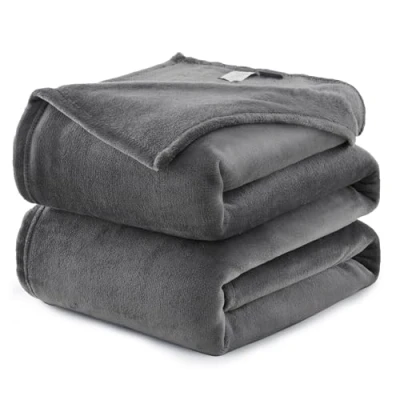 Image of WAVVE Fleece Blanket Queen Size XL Grey 7ft x 8ft Fluffy Soft Warm Versatile Large Throw for Bed/Sofa/Couch Gray, 220x240 cm