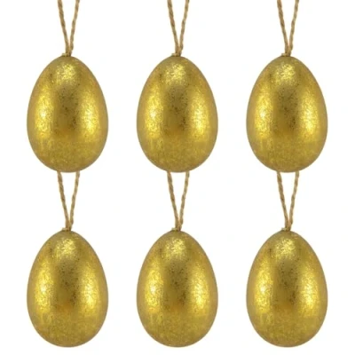 Image of Crafty Capers Gold Leaf Paper Mache Hanging Easter Eggs 6cm Tall Box of 6 Gisela Graham