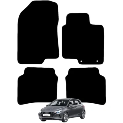 Image of Carsio Carpet Car Mats For Hyundai i20 2020+ Onwards Tailored Fit Floor Mat Set Complete Accessory Black Custom Fitted All Weather, Anti Slip Backing &amp; Trim