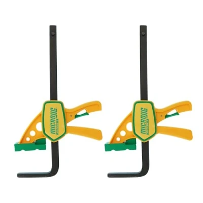 Image of MatchFit GRR rip Clamps by Microjig, 2 Pack, Dovetail Track Clamps, Squeeze Action for Jigs, Sleds, Workbenches, DVC 625QCK2, Yellow