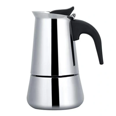 Image of Jenngaoo Stovetop Espresso Coffee Maker 2, 4, 6,10 Cups Stainless Steel Classic Cafe Maker, Moka Pot Portable Mocha Italian Shot Maker(200ML)