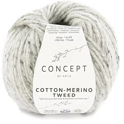 Image of Lanas Katia Cotton Merino Tweed Silver Colour Yarn Cod.506