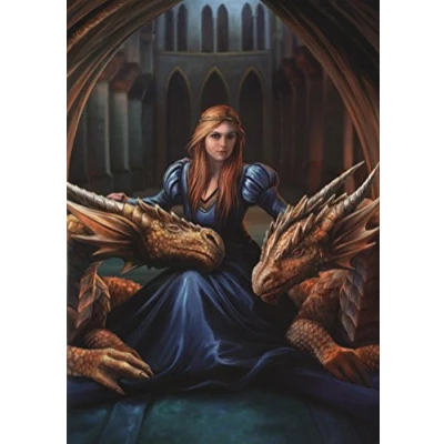 Image of Fierce Loyalty Dragon Lady Fantasy Art Anne Stokes Greeting Card