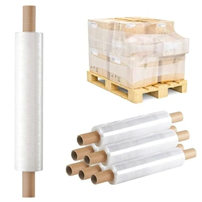 Image of Tezraftaar® Pallet Wrap Roll Extended Core 400mm x 300m 20mu Clear Stretch Shrink Cling Film Wrapping for Moving House, Furniture &amp; Industrial Uses