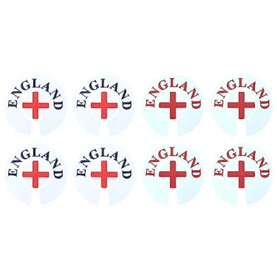 Image of Acclaim Jumbo 6 cm 1 x England Red Black Lawn Bowls Identification Stickers Markers 2 Full Sets of 4 Self Adhesive