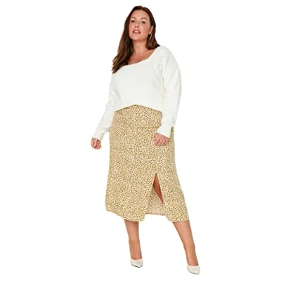 Image of Trendyol Plus Size Skirt Ecru Midi