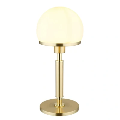 Image of Haku Globe Table Lamp Brass Coloured Opal Glass Shade 1x E27