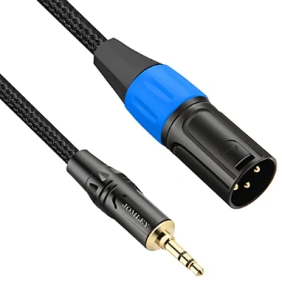 Image of JOMLEY 3.5mm to XLR Cable, Unbalanced Aux Microphone 1/8 inch Mini Jack Stereo Male Cord Adapter for Cell Phone, Laptop, Speaker, Mixer 1m