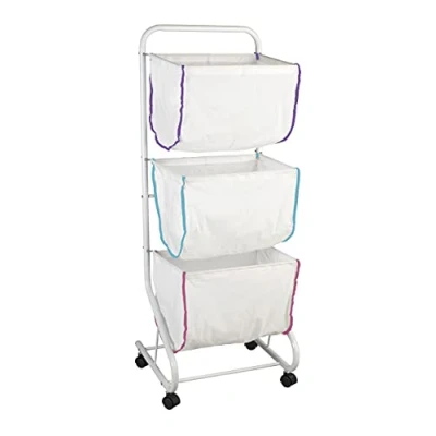 Image of WENKO 62080100 Laundry bin Escala Powder coated metal, 44 x 126 46 cm, White