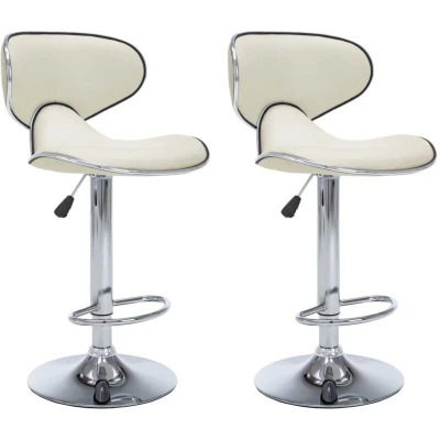 Image of vidaXL Bar Stools 2 pcs Cream Faux Leather