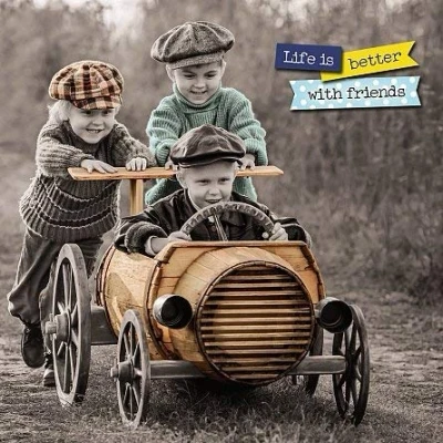 Image of Life Is Better With Friends Photographic Open Send Greetings Card by Carte Blanche Greetings, 6x6ins