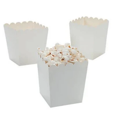 Image of Pack of 12 White Popcorn Boxes Party Box Favours