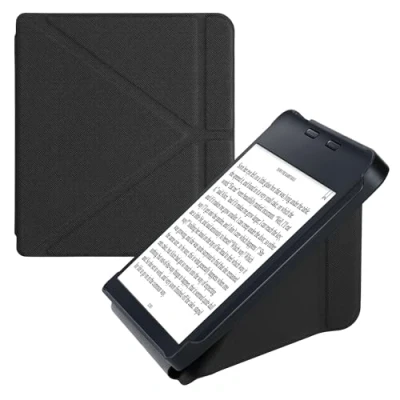 Image of kwmobile Origami Case Compatible with Kobo Libra 2 Slim PU Leather Cover Stand Black