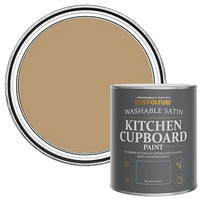 Image of Rust Oleum Orange Scrubbable Kitchen Cupboard Paint in Satin Finish Fired Clay 750ml