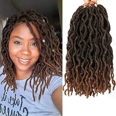Image of 6 Packs Faux Locs Crochet Hair 12 Inch, Nu Hair, Wavy Short Braids Dreadlocks (20 Roots/Pack) #T1B/30