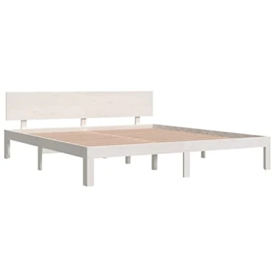 Image of vidaXL Bed Frame White Solid Wood 180x200 cm 6FT Super King