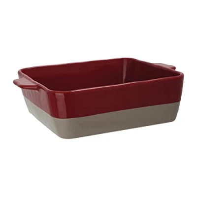 Image of Olympia DB527 Ceramic Oven Dish, Red/Gray, 4.2L