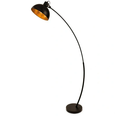 Image of Lotus 1 Light Floor Black with Gold Leaf Effect, E27