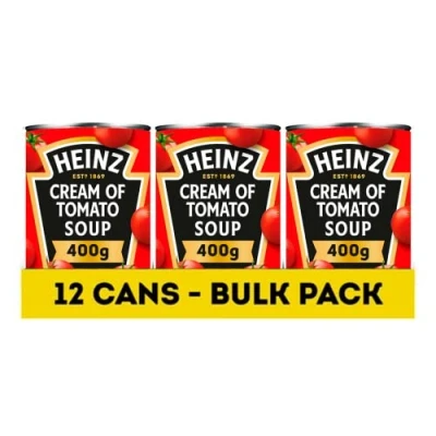 Image of Heinz Classic Soup: Cream of Tomato Soup, 400 g (Pack 12) vegetarian soup with plant power