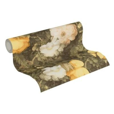 Image of Livingwalls Floral Wallpaper Metropolitan Stories Non Woven Anke &amp; Daan Amsterdam 10.05 m x 0.53 Green Yellow Creme Made in Germany 369211 36921 1