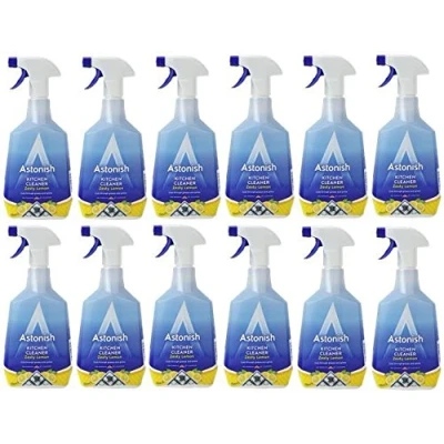 Image of 12 x Astonish Kitchen Cleaner Zesty Lemon 750ml Spray Bottles