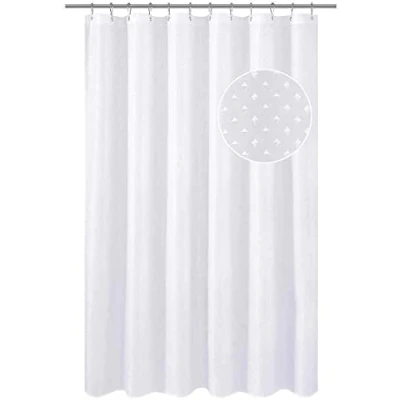 Image of Optimal Products Diamante Glitter Shower Curtain With Hooks Machine Washable Waterproof Long Drop (Diamante White 180 x 200 cm)