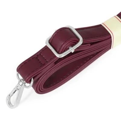 Image of Leather Purse Strap Replacement Crossbody Bag Shoulder Straps Adjustable Belts (Color : Burgundy, Size Silver White Buckle)