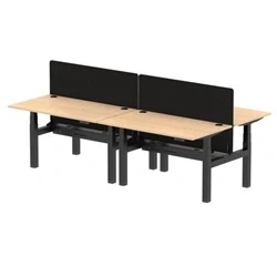 Image of Air B2B 1400x800mm Adjustable 4P Bench Desk CP Maple/Black + Screen