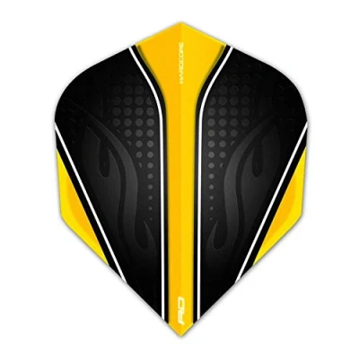 Image of RED DRAGON Hardcore Radical Black &amp; Yellow Extra Thick Standard Dart Flights 4 sets Per Pack (12 in total)