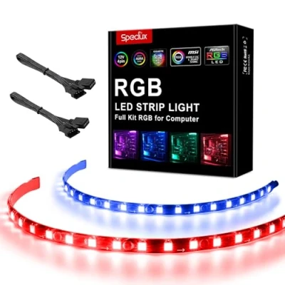 Image of Speclux PC RGB Led Strips Lights, Magnetic Light for Modding Case, 12V 4pin 30cm RGB, Compatiable with Asrock Asus Aura, Gigabyte Fusion MSI Mystic