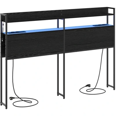 Image of vidaXL Storage Headboard Black oak 120 cm Engineered wood