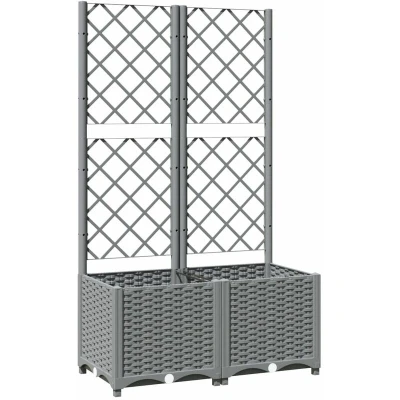Image of vidaXL Garden Planter with Trellis Light Grey 80x40x136 cm PP