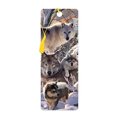 Image of 3D LiveLife Bookmark Winter Wolves from Deluxebase. A Wolf with lenticular Artwork Licensed Renowned Artist David Penfound