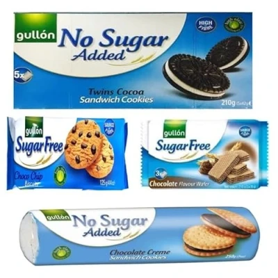 Image of Gullon Sugar Free Mixed Chocolate Variety Selection Biscuits, Cocoa Sandwich, Wafer, chip cookies, Cream sandwich Perfect for sharing &amp; Gifting (3 Bundle)