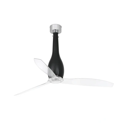 Image of Eterfan Medium Ceiling Fan Matt Black, Clear Optional LED Light Sold Separately