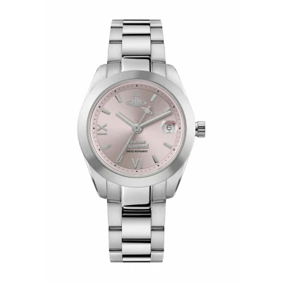 Image of Vivienne Westwood Silver Fenchurch Pink Round Watch