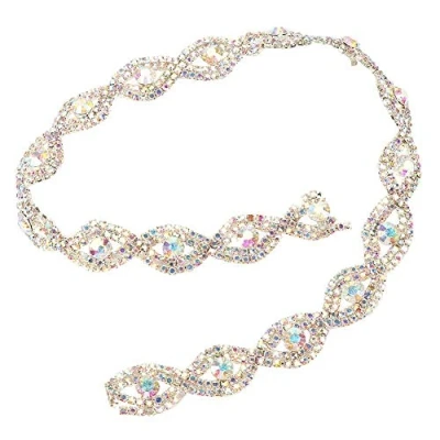Image of Hilitand Rhinestone Chain 1 Yard Sparkling Ribbon Claw DIY Decor 1.5cm Wide Belt Headwear Collar Sewing Accessories (AB Rhinestone)