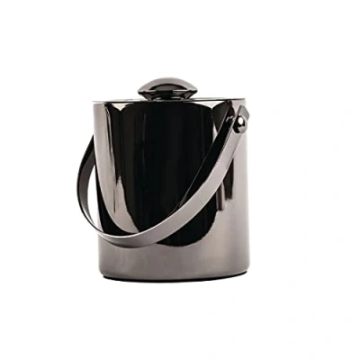 Image of Olympia Gunmetal Barware Ice Bucket Double Wall Lid 1L Kitchen Restaurant