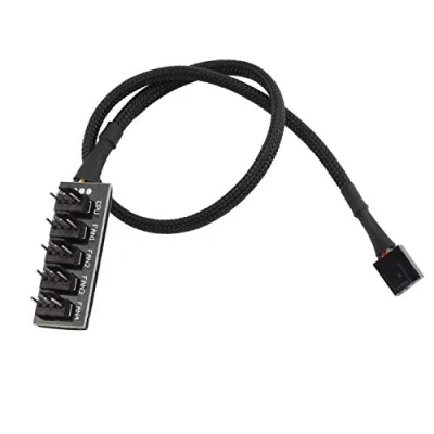 Image of Rabi PWM Fan Hub, PC CPU Cooling 4 PIN/3PIN Power Cable Hub Splitter Adapter Sleeved Case for 12V Desktop Computer Cooler Fans 15 Inch (5 Way)