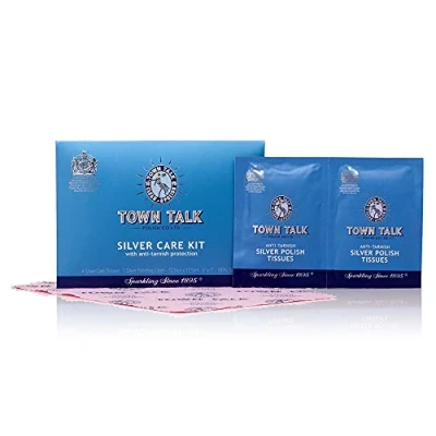 Image of Town Talk Silver Care Kit Polishing Cloth &amp; Cleaning Sachets