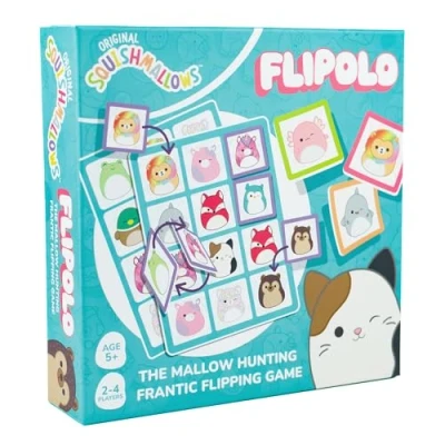 Image of IDEAL Squishmallows Flipolo game: The Frantic Flip Matching game Family Games For 2 4 Players Ages 5+