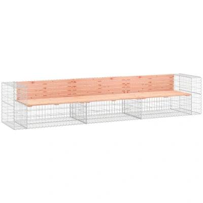 Image of vidaXL Garden Bench Gabion Design 347x71x65.5 cm Solid Wood Douglas