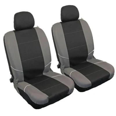 Image of XtremeAuto® Universal Fit Front Pair Of Car Seat Covers BLACK GREY