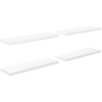 Image of vidaXL Floating Wall Shelves 4 pcs High Gloss White 80x23.5x3.8 cm MDF
