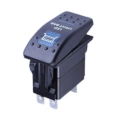Image of Mintice™ Car Vehicle 12V 20A Blue LED Light Rocker Toggle Switch 5Pin Bar