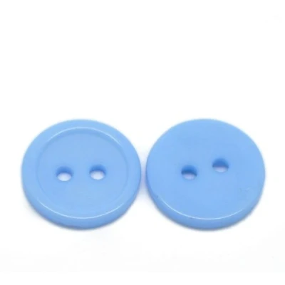 Image of 25pcs Blue Round 15mm Ridged Resin Buttons with 2 Sewing Holes. for Cardmaking, Scrapbooking and Other Crafts