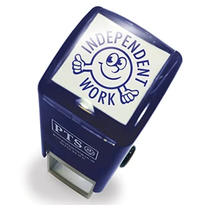 Image of Independent Work Pre Inked School Teachers Positive Feedback Marking Stamper Stamp 25mm Primary Teaching Services (Blue)